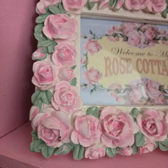 Pink Rose Picture Frame Cottagecore Romantic Wedding Gift Rose Gardener - Picture 5 of 10
